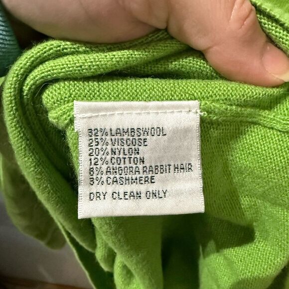 Talbots Lambwool Green Pullover 1/4 Button Down Sweater Women's Petite L - Picture 6 of 6